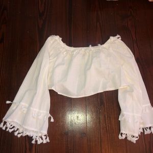 Never worn white ruffle crop top long sleeve